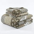 thumbnail image 5 of DaDa Bedding Bohemian Olive Brown Moroccan Paisley Floral Filigree Patchwork Cotton Bedspread Set (JHW-885), 5 of 11