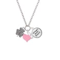 thumbnail image 2 of Delight Jewelry Silvertone Shamrock with Celtic Knot - Light Pink Heart Nurse Strong Zoe Necklace, 2 of 4