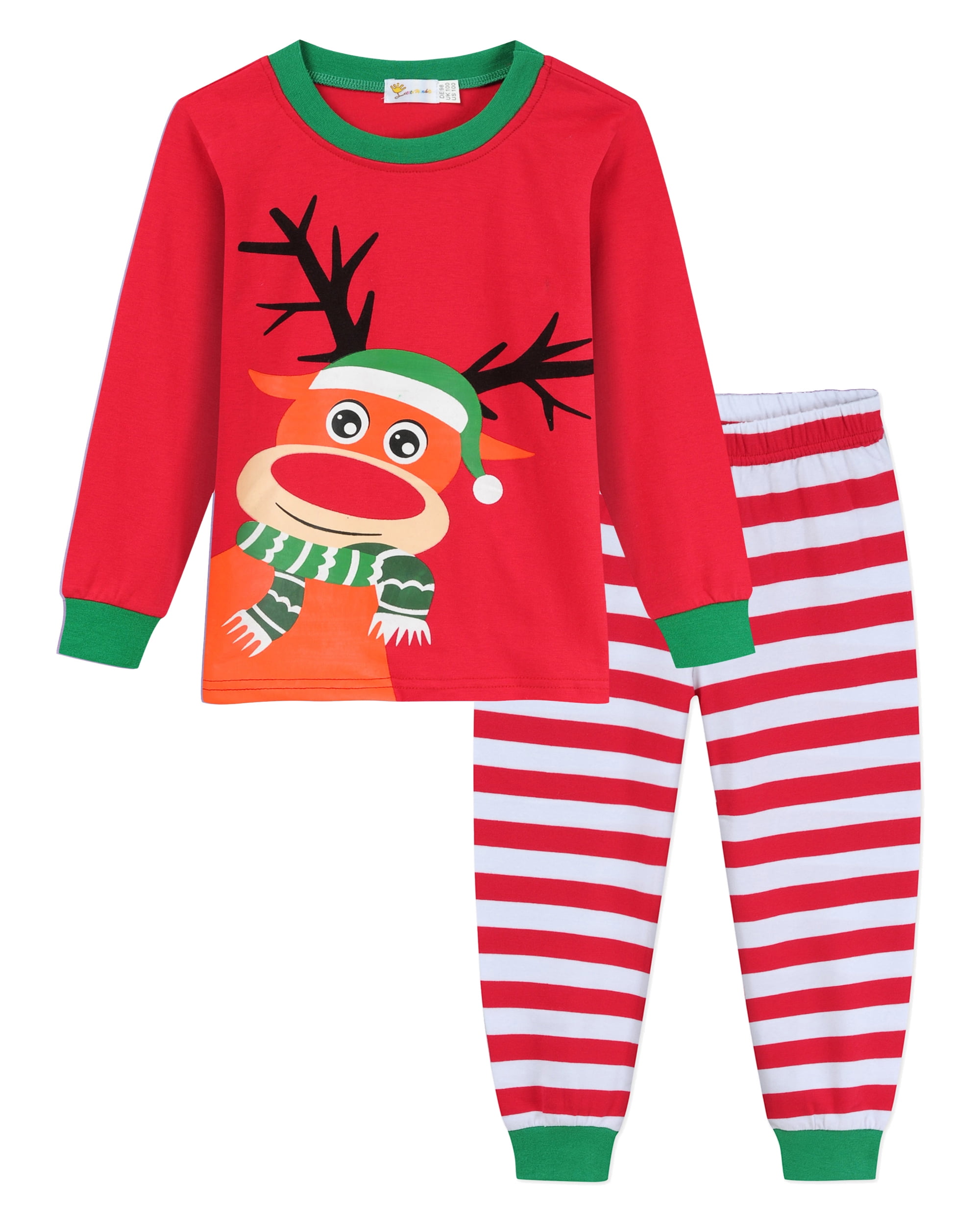 Little Boys Girls Christmas Pajamas Sets Reindeer Santa Claus 100% Cotton 2 Piece Toddler Clothes Kids Pjs Sleepwear