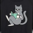 thumbnail image 3 of Instant Message - Reading Cat Coffee - Women's Lightweight French Terry Long Sleeve Shirt, 3 of 6