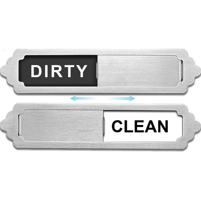 Dishwasher Magnet Clean Dirty Sign, High Strength Magnetic Effect, Made of High Grade Stainless Steel, Easy to Slide, High Match with Dishwasher Surface, A Perfect Match for Dishwasher (Silver)