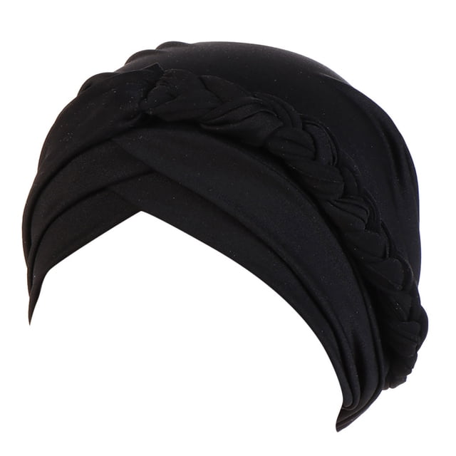 Zmoon Solid Color Braided Turban Hat Muslim Headscarf Hat