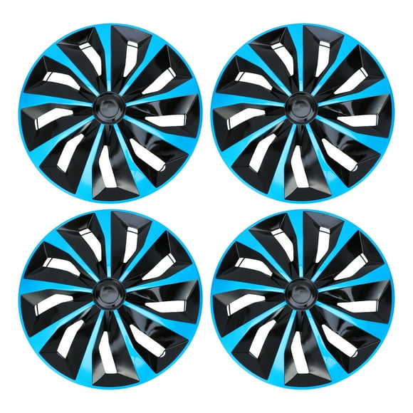 Unique Bargains 4 Pcs R16 / 16 Inch Universal Car Wheel Rim Hub Cover Wheel Hub Caps Black Blue