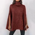 thumbnail image 2 of VISALY High Neck Sweaters Tunic Sweatshirt Fall Winter Turtleneck Sweater Fashion Chunky Knit Cape Wrap Sweaters Pullover Jumper Tops Oversized Sweatshirt Soft Sweaters Hoodies Pullover Red M, 2 of 7