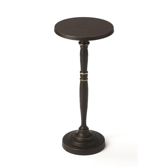HomeRoots 634862 22 in. Black Distressed Aluminum Round Pedestal End Table