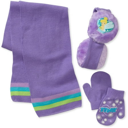 Disney Girls' Tinkerbell 3-Piece Earmuff, Scarf and Mitten Set