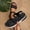 Black, variant on PiGOGI Women Round Head Hollow Flower Beach Wedge Heel Slippers Casual Summer Comfort Sandals Khaki