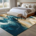 thumbnail image 4 of 5'x8' Area Rugs, Teal Brown Indoor Outdoor Area Rug for Living Room Bedroom, Abstract Art Modern Water Ripple Washable Bathroom Rugs Kitchen Floor Carpet Mats Home Decor Aesthetic, 4 of 8