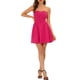 thumbnail image 2 of Vestido de mujer Inspire Chic con escote corazón, sin tirantes, con cremallera, mini y de corte acampanado, color rojo rosa, talla XL, 2 of 6