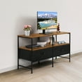 thumbnail image 6 of 25"H Raised TV Stand Industrial TV Stand with Fabric for Living Room, Bedroom with Charging Stake Brown, 6 of 6