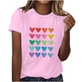 thumbnail image 1 of Diufon Hauts de la Saint-Valentin pour Femmes Décontracté Manches Courtes Col Rond Chandail Chemise Imprimé Graphique Mignon Tendance, 1 of 5
