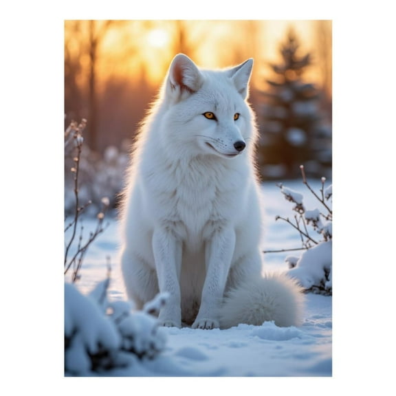 Diamond Art Kits for Adults - Winter Arctic Fox Sunset Scene 5d Diamond Painting for Adults, Diamond Art for Adults Beginners, Frameless Diamond Painting Kits for Adults for Home Wall Decor