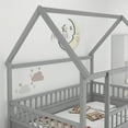 thumbnail image 5 of Full Size Montessori Bed, Wooden Floor House Bed with 20" High Fence and Roof, Montessori Floor Beds Without Slats for Boys,Girls, Grey, 5 of 7
