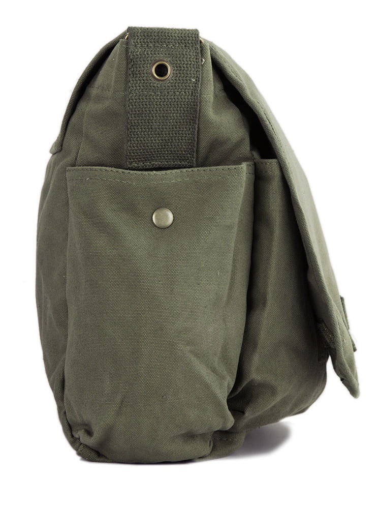 Olive & Black Blood Type O Pos Heavyweight Canvas Messenger Shoulder Bag