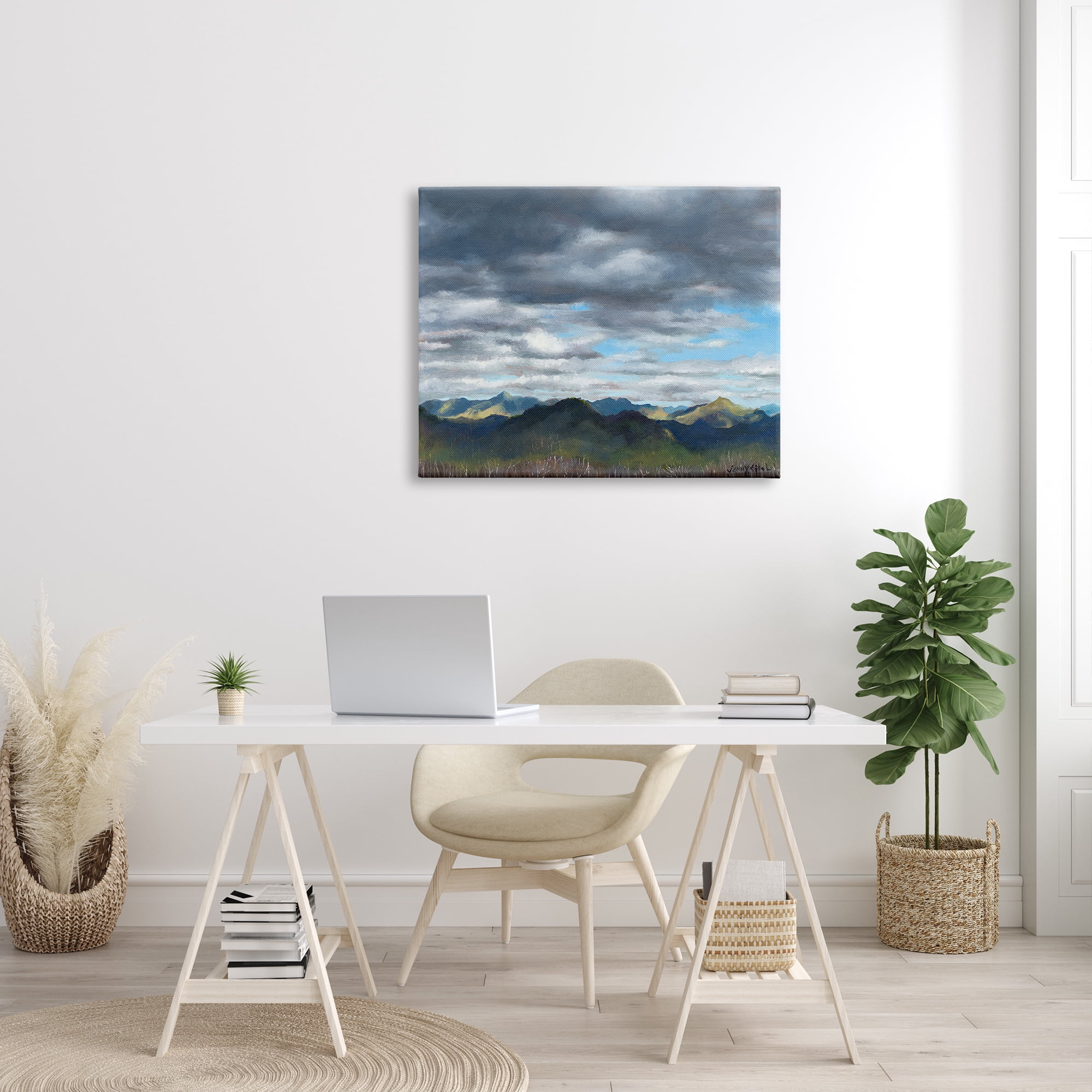 Stupell Industries Overhanging Clouds Rural Mountain Range Peaks Landscape Painting Gallery Wrapped Canvas Print Wall Art, Design by unknown