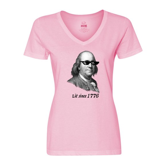 Inktastic Lit since 1776 Lit Ben Franklin Women's V-Neck T-Shirt