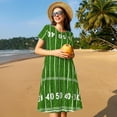thumbnail image 4 of Fotbe Robe Motif Terrain de Football Américain 2 Décontractée Mode Femme Manches Courtes Robe Maxi Robe T-Shirt Rayée Longue à Blocs de Couleur, 4 of 6
