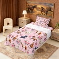 thumbnail image 3 of Erosebridal Farm Horse Twin Sheet Sets, Pink Floral Flower Bedding, 3pcs (1 Flat Sheet, 1 Fitted Sheet and 1 Pillowcase), 3 of 6