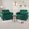 thumbnail image 2 of PPorfamilia 3-in-1 Convertible Sofa Chair with Adjustable Back, Pull Out Sleeper Sofa Bed with Wireless Charging Station, USB Ports, Cup Holder, Side Pocket, Green, 2 of 8