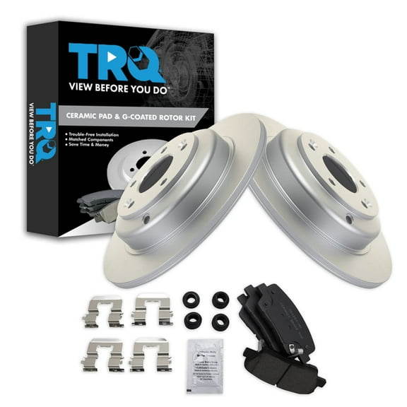 TRQ Rear Brake Pad & Rotor Kit Brake Pads Brake Rotor Ceramic Premium G-Coated Fits Select 2010-2014 Hyundai Genesis Coupe