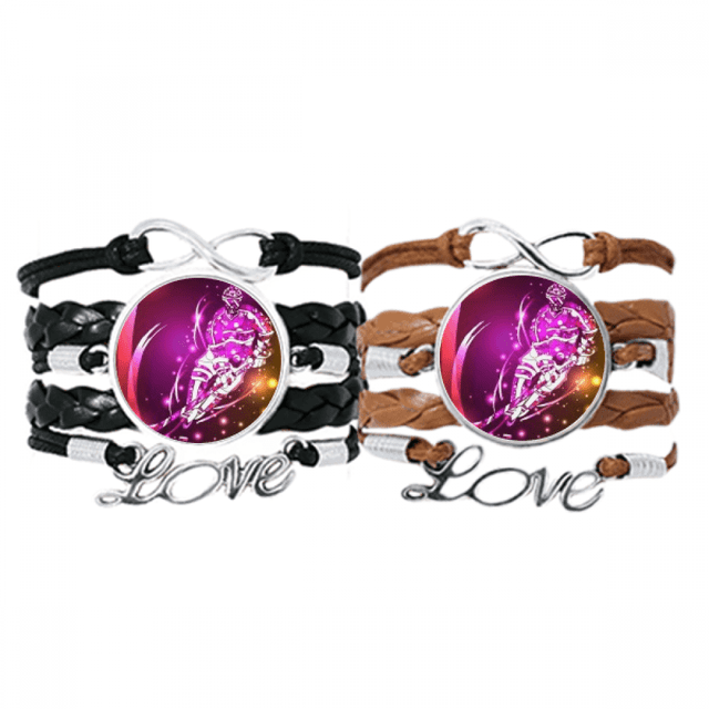 El deporte del esquí Ice Hockey Cartoon Illustration Pulsera pareja de cuerdas de cuero Unbranded M