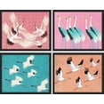 thumbnail image 2 of PixonSign Framed Wall Art Crane Birds Pattern Prints, Set of 4 Nature Animals Fine Arts, Colorful Modern Arts, Preppy Room Wall Décor, Minimalism Posters for Home Decor -, 2 of 5