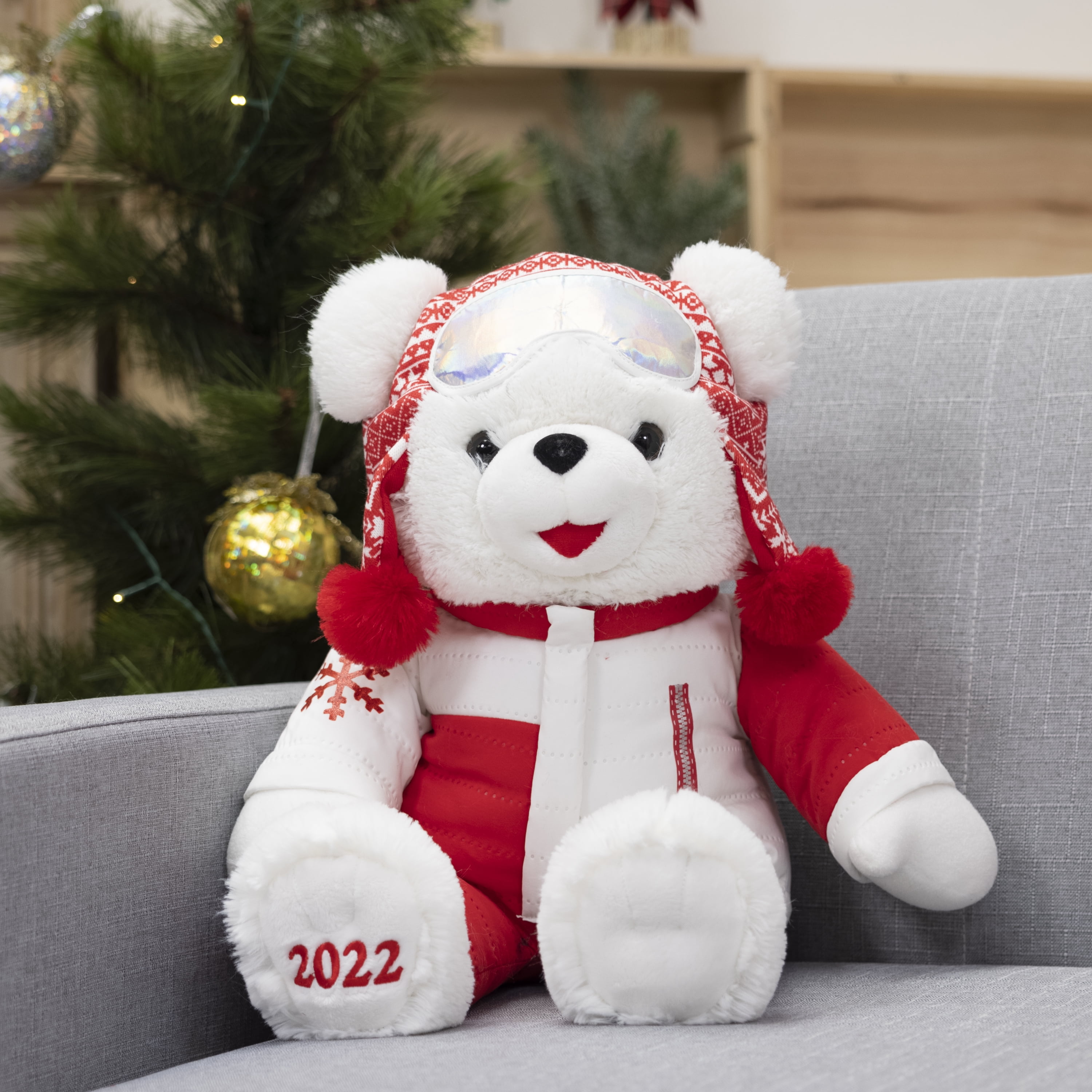 Holiday Time 15 inch Snowflake Teddy Bear 2022, Snowflake Grey Sweater Boy  