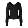 thumbnail image 5 of Qetyuw Cropped Sweater for Women Crochet Knit Long Sleeve V Neck Pullover Sweaters Solid Color Casual Chunky Jumpers, 5 of 6