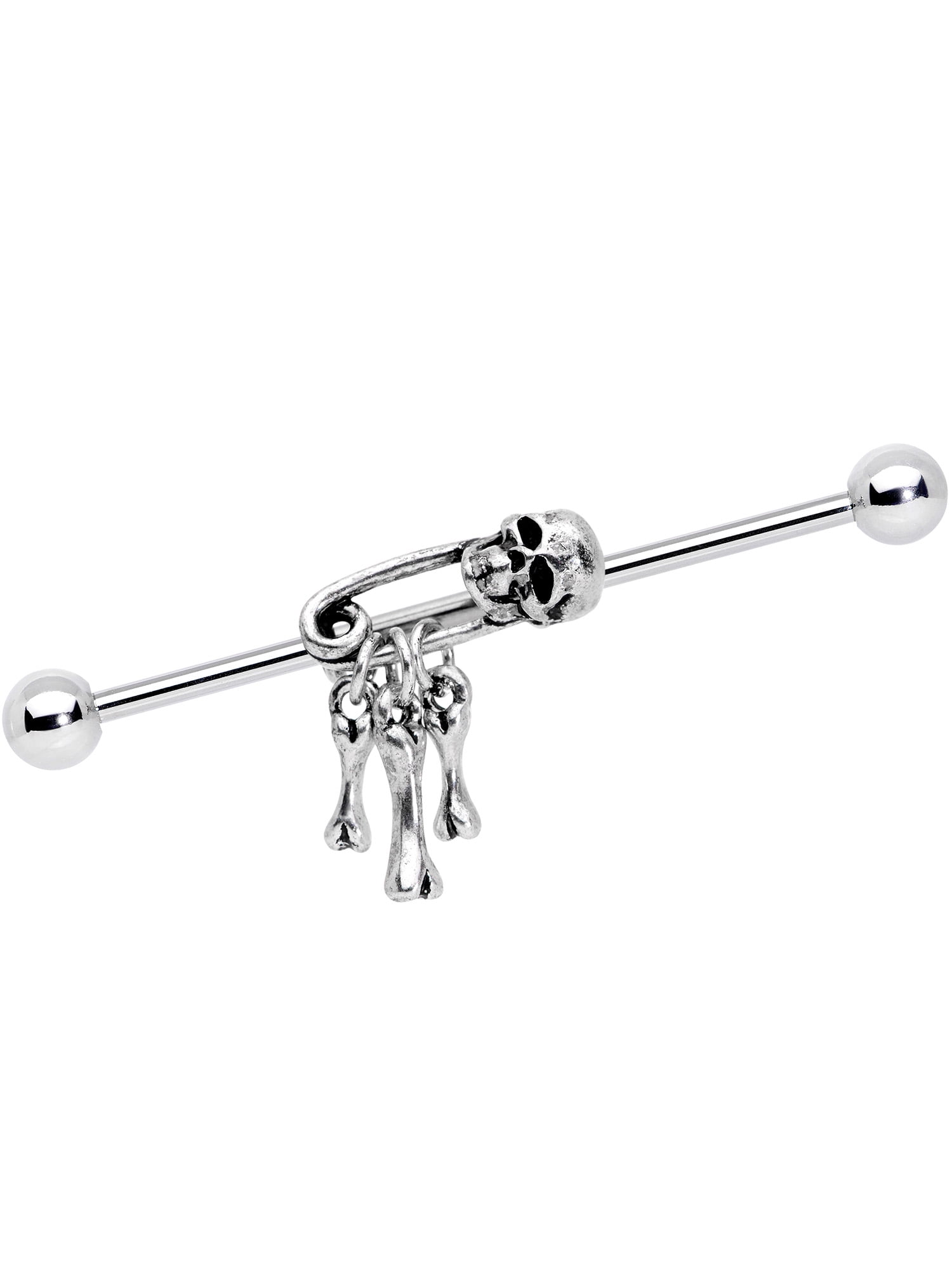 Body Candy 14G 316L Steel Helix Cartilage Earring Safety Pin Skull and