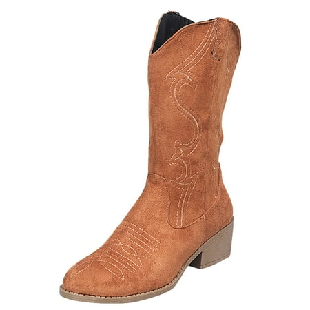 

2024 New Retro Women Zipper Square Extra Wide Calf Boots for Women Heel Solid Color Middle Thigh High Wide Calf Boots for Women Tube Boots Round Toe Boots for Women Mid Calf Booties Shoes