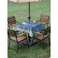 thumbnail image 3 of Outdoor Tablecloth with Umbrella Hole and Zipper, Blue Teal Gnomes Christmas Square Table Cloth 60x60 Inch Waterproof Tablecloth, Xmas Weeping Balls Snowflake Picnic Table Cover for Patio Camping, 3 of 7