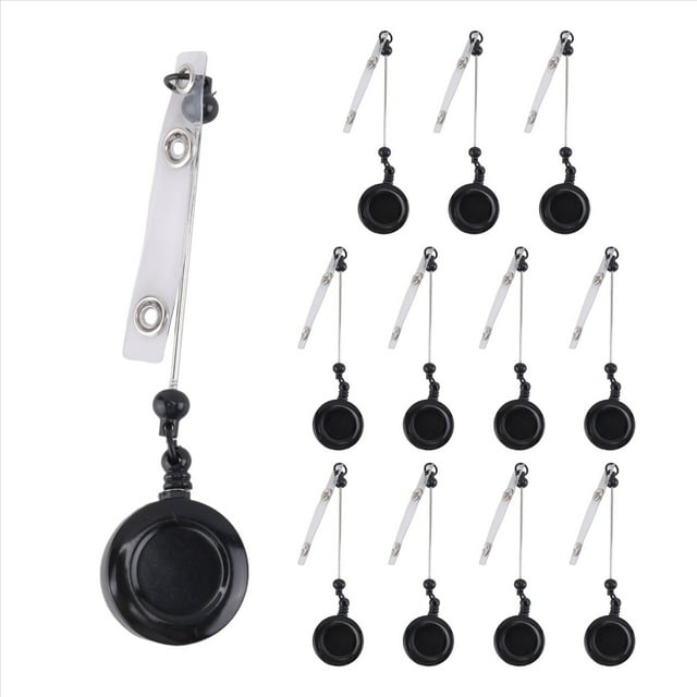 Kit de Carrete DIY con Cuentas de 12 Piezas, Carrete Nombre IdentificacióN RetráCtil, Soporte Clips para Cuentas, Barra en con Clip para CinturóN, Negro