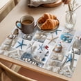 thumbnail image 3 of Coastal Placemats Set of 4 Summer Beach Starfish Nautical Sea Shell Place Mats Indoor Wipeable Table Mats Washable Cloth Dining Table Placemats for Kitchen Holiday Party Home Decor 13x19 Inch, 3 of 9