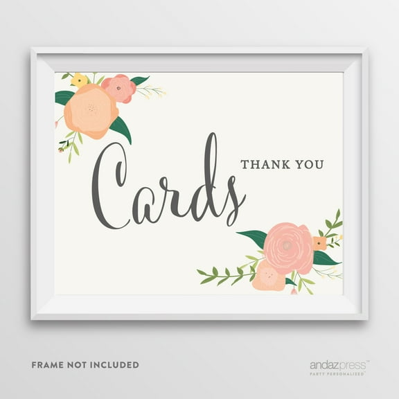 Cards Thank You Floral Roses Wedding Party Signs