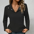 thumbnail image 2 of Plebaso Women's Fashion Sweatshirts Pocket Front Pullover Button V Neck Lightweight Tops for Women, 2 of 4