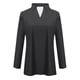 thumbnail image 3 of MHFRRA Camiseta de Manga Larga con Cuello En V y Solapa para Mujer, Color Liso, Talla 4 Gris Oscuro, 3 of 3