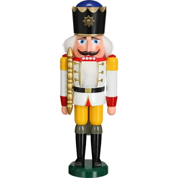 German nutcracker King white, height 39 cm / 15 inch, original Erzgebirge by Seiffener Volkskunst