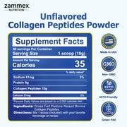 Zammex Collagen Peptides Powder, Unflavored Hydrolyzed Collagen Protein, Grass-Fed, Paleo & Keto, Non-GMO, 90 Servings