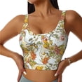 thumbnail image 2 of Haiem Ducks and Flowers Pattern Womens Sports Bra - U Neck Padded Low Impact Yoga Bra Workout Crop Top Gym Moisture-Wicking Workout Vest -X-Large, 2 of 9