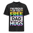 thumbnail image 4 of Mens Rainbow Free Dad Hugs LGBTQ Pride Month T-Shirt - LGBT Tee With Rainbow Lettering Washed Tee, 4 of 9