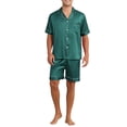 thumbnail image 2 of Conjunto de Pijamas de Satén INSPIRE CHIC para Hombre, Pijamas de Manga Corta de Dos Piezas con Bolsillos, Pijamas Suaves para Dormir en la Noche, Color Verde, 2 of 6