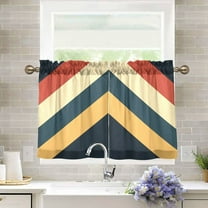 Yayeee Kitchen Curtains Tier Pair Light Filtering 27"x24" Rod Pocket Short Cafe Window Panel, Beige Stripes