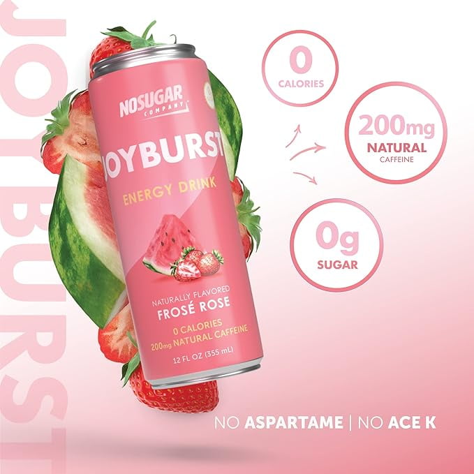Pack of 12), No Sugar Company Joyburst Frose Rose Energy Drink, 12