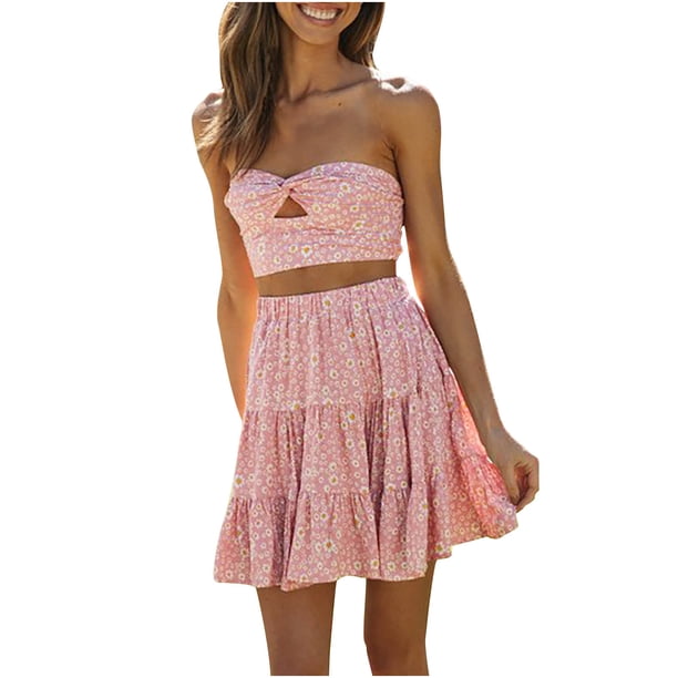 Moda mujer verano chaleco Camis falda traje conjunto sin mangas vendaje estampado Sexy conjuntos Wmkox8yi bvn3397