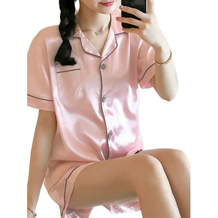 

ORQ Women Short Sleeve Top And Shorts Two-piece Casual Summer Pajamas