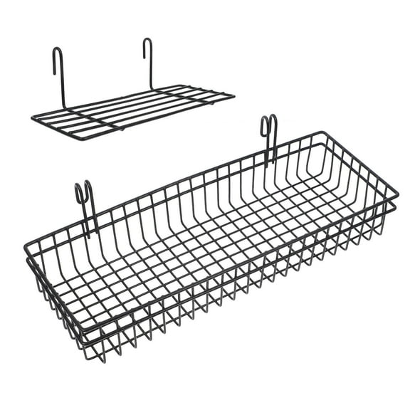 FRCOLOR 2pcs Hanging Wire Basket Grid Wall Accessories Hanging Shelf Metal Wire Brackets Hooks Grid Wall Panels Hanger for Office Home