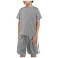 thumbnail image 2 of Kids Clothes Boys Baby Toddler Shorts CLothes Set Child Summer Cotton Solid Print Short Sleeve Basketball 0 6 12 18 24 Months 2T 3T Shirts & Sets 2PCS, 2 of 8