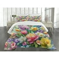 thumbnail image 3 of Ambesonne Spring Quilted Bedspread Set 3 Pcs, Dream Scene Flowers Lavender, Queen Size, Pale Lilac Fern Green, 3 of 4