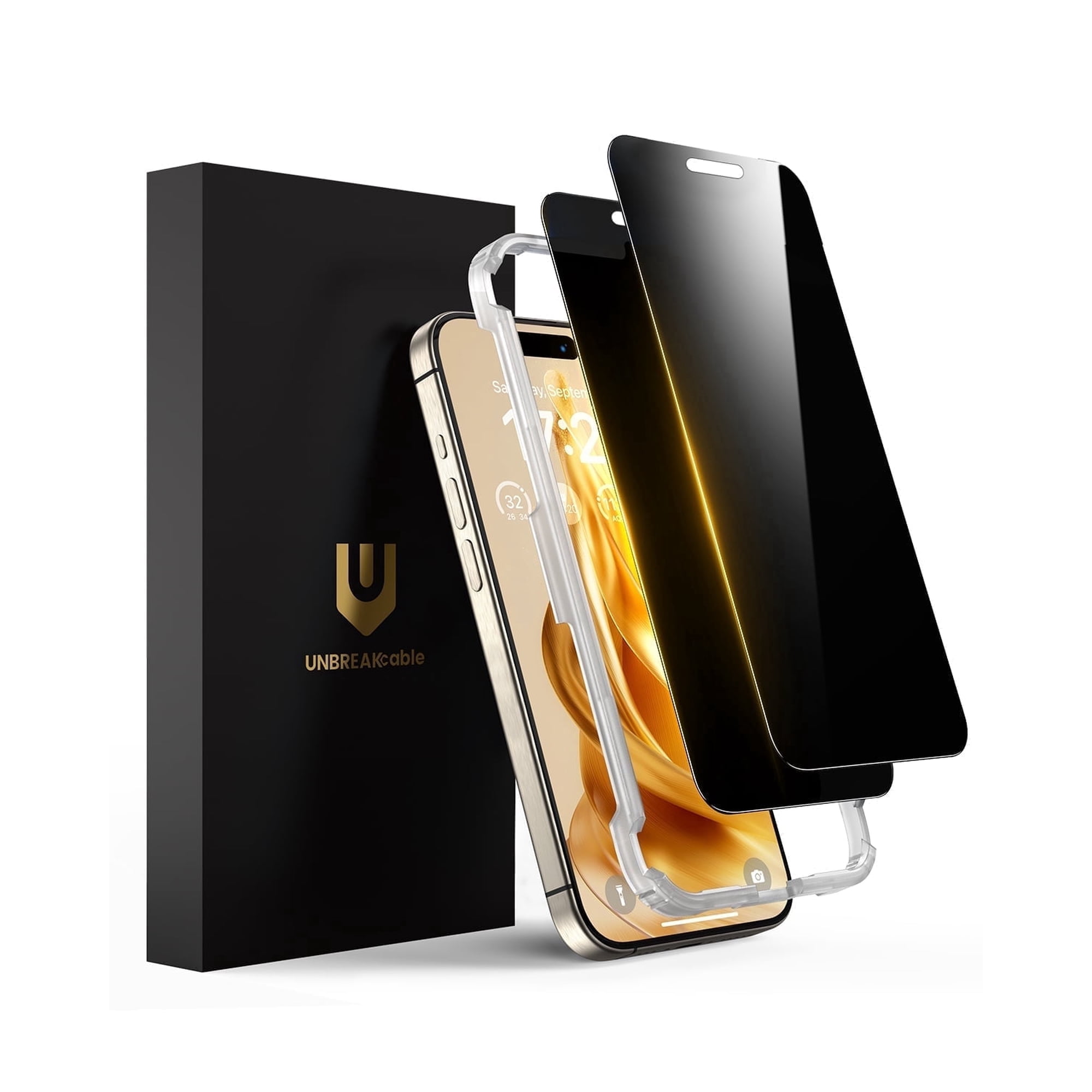 UNBREAKcable for iPhone 16 Pro Max Privacy Screen Protector, 2 Pack True 28°Anti Spy, 9H Scratch Resistant Full Coverage Tempered Glass
