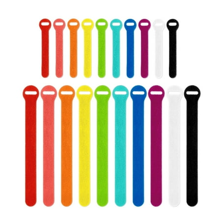 Wrap-It Storage - Self-Gripping Cable Ties (20-Pack) Reusable Hook and Loop Cord Organizer Cable Tie for Cord Management and Organization - Black